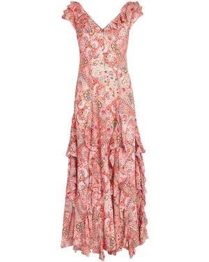 RIXO London Silk Printed Ambika Maxi Dress - Pink