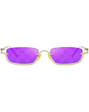 Gucci Metal Logo Rectangular Sunglasses - Purple