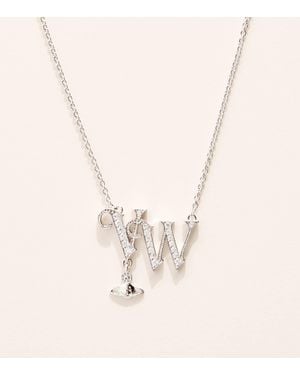 Vivienne Westwood Crystal-Embellished Vw Pendant Necklace - Natural