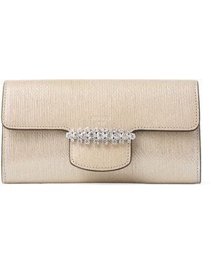 Jimmy Choo Bing Leather Wallet On Chain - Natural