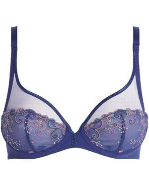 Simone Perele Embroidered Plunge Delice Bra - Blue
