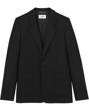 Saint Laurent Wool Single-Breasted Blazer - Black
