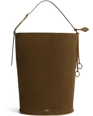 Alaïa Large Suede-Leather Hip Bucket Bag - Brown