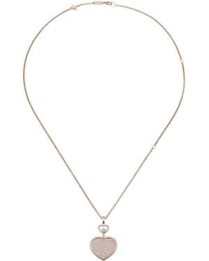 Chopard And Diamond Happy Hearts Pendant Necklace - Metallic