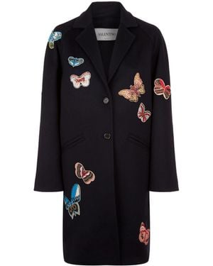 Valentino Butterfly Embellished Coat - Blue