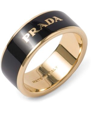 Prada Enamel Logo Ring - Metallic