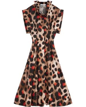 Givenchy Silk Leopard Print Midi Dress - Brown