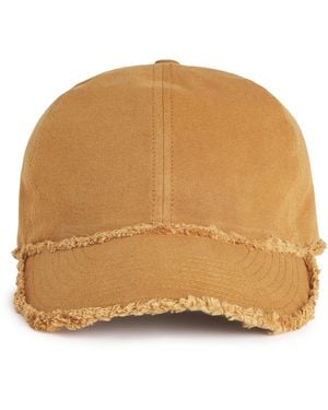 Sandro Cotton Distressed Baseball Cap - Natural