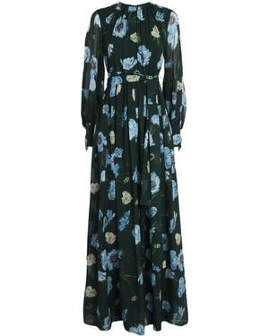 Erdem Silk Voile Floral Maxi Dress - Green