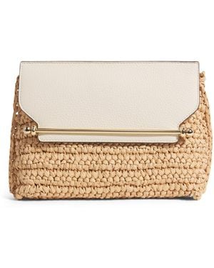 Strathberry Leather-Raffia Stylist Clutch Bag - Natural
