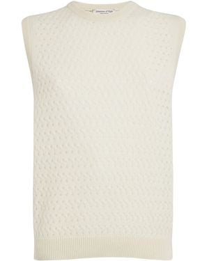 Johnstons of Elgin Cashmere Open-Knit Jumper Vest - White