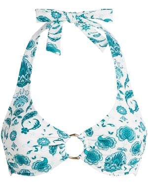 Heidi Klein Halterneck Floral Kos Bikini Top - Blue