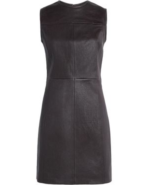 Theory Lambskin Panelled Mini Dress - Black