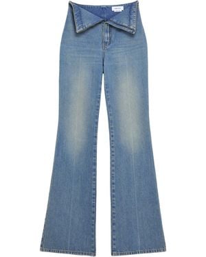 McQueen Foldover-Waist Flared Jeans - Blue