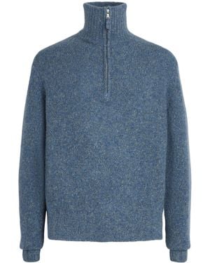 Allude Cashmere Quarter-Zip Jumper - Blue