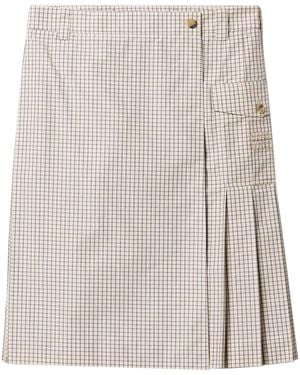 Miu Miu Check Pleated Midi Skirt - Natural