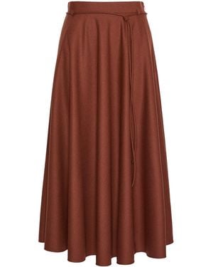 Max Mara Stretch-Cashmere Foule Midi Skirt - Brown