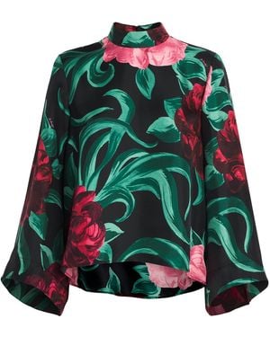 La DoubleJ Silk Floral Make An Exit Blouse - Green