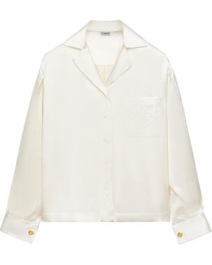 Loewe Silk Anagram-Detail Pyjama Shirt - White
