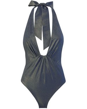 Zimmermann Metallic Aster Halterneck Swimsuit - Blue