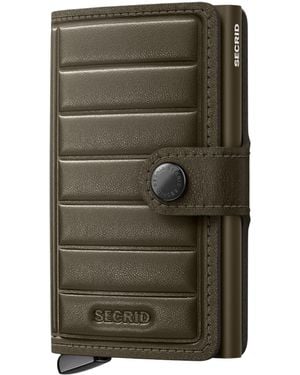 Secrid Leather Embossed Lines Miniwallet - Green