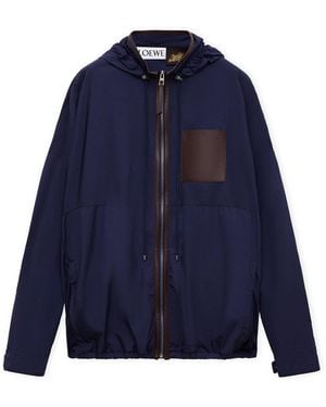 Loewe X Paula's Ibiza Leather-Trimmed Hooded Jacket - Blue