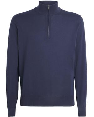 FIORONI CASHMERE Sea Island Cotton-Cashmere Quarter-Zip Jumper - Blue