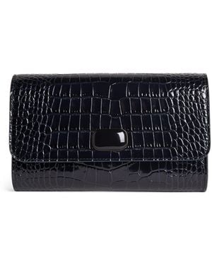 Jeffrey Levinson Leather Croc-Embossed Clutch Bag - Black