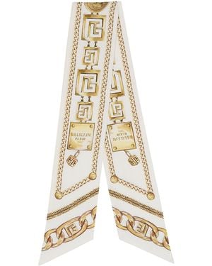 Balmain Silk Chain Print Scarf - White