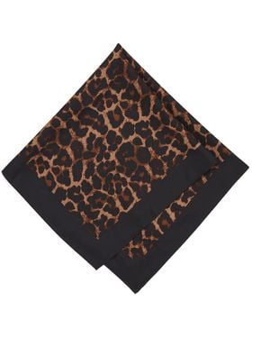 Anine Bing Silk Twill Leopard Print York Scarf - Brown