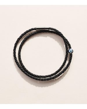 Tateossian Leather And Evil Eye Bracelet - Black