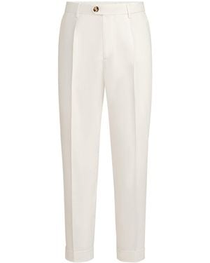 Brunello Cucinelli Cotton Garbardine Pleated Trousers - White