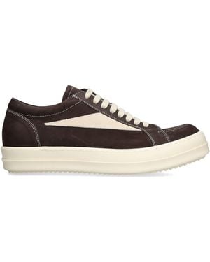 Rick Owens Nubuck Leather Low-Top Trainers - Brown