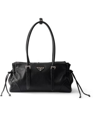 Prada Medium Leather Bonnie Shoulder Bag - Black