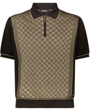 Stefano Ricci Chequered Polo Shirt - Black