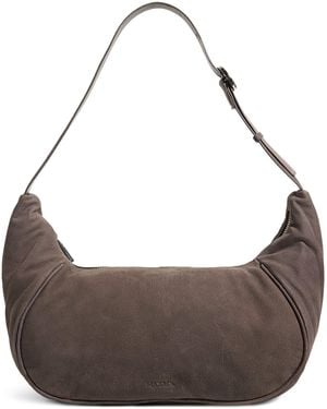 MAX&Co. Maxi Suede Abbraccio Shoulder Bag - Brown