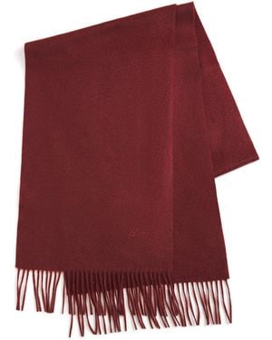 Brioni Cashmere Fringed Scarf - Red