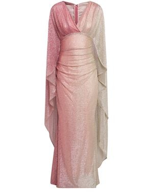 Talbot Runhof Ombré Voile Cape Gown - Pink