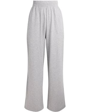 Skims Stretch-Cotton Wide-Leg Sweatpants - Grey