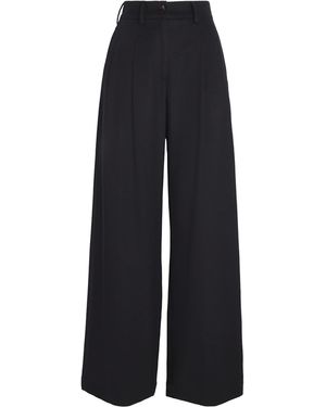 Colombo Kid Cashmere Pleated Wide-Leg Trousers - Black