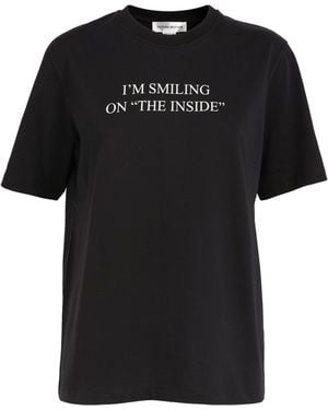 Victoria Beckham Organic Cotton Slogan T-Shirt - Black