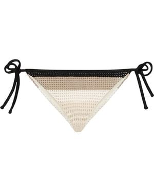 Brunello Cucinelli Cotton Stripe Side-Tie Bikini Briefs - Natural