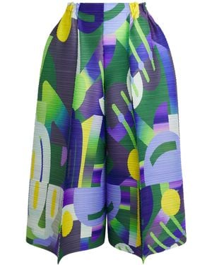 Pleats Please Issey Miyake Printed Playground Trousers - Blue