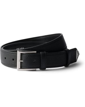 Prada Leather Logo Belt - Black