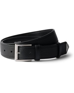 Prada Leather Logo Belt - Black