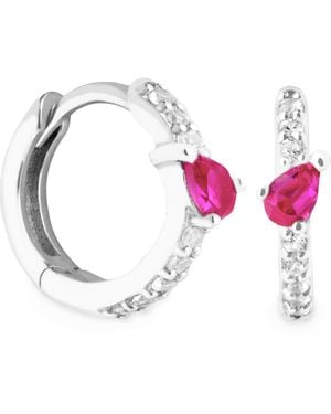Astrid & Miyu And Sapphire Marquise Huggie Hoop Earrings - Pink