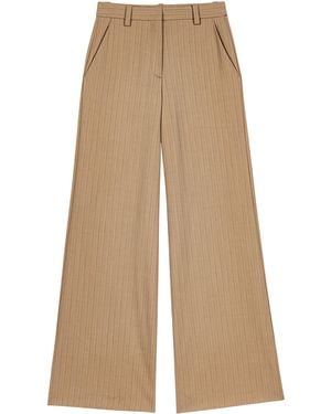 Maje Wool-Blend Wide-Leg Pants - Natural