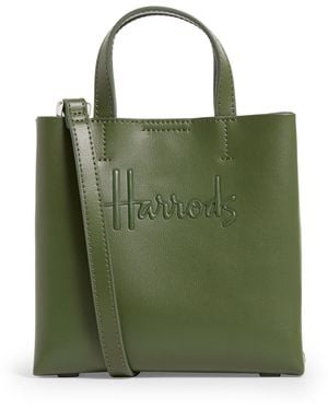 Harrods Medium Leather Kensington Tote Bag - Green