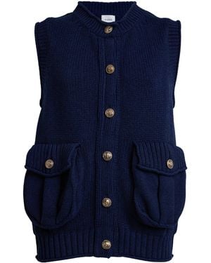 Barrie Cashmere Sleeveless Cardigan - Blue