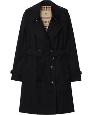 Burberry Gabardine Chelsea Heritage Trench Coat - Black